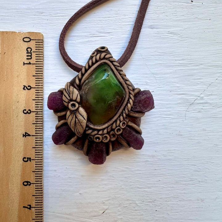 Raw Ruby and Chrysoprase Necklace - FairyGardenGlow