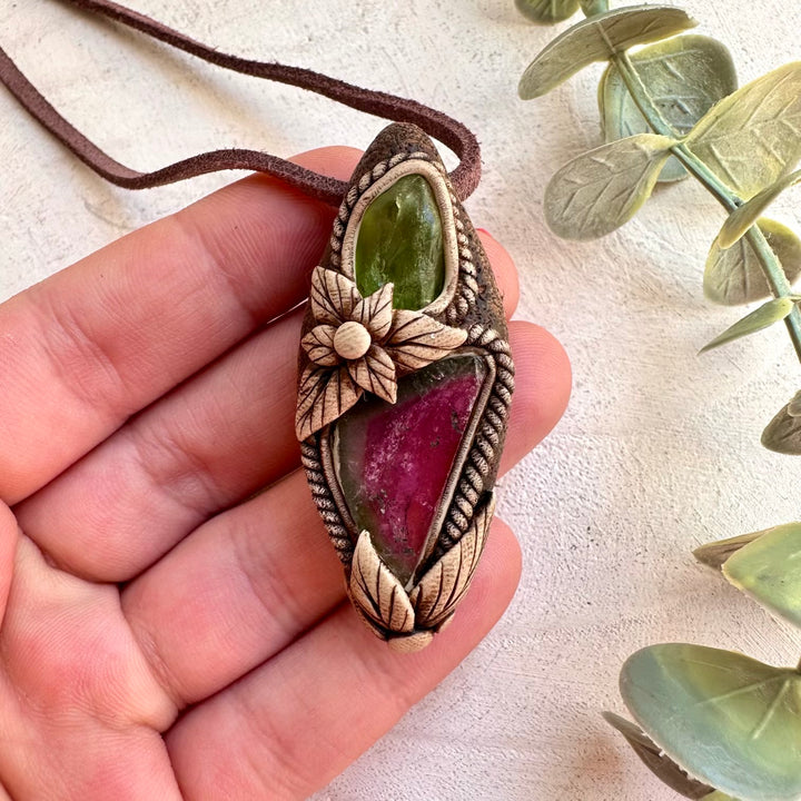 One of a kind crystal healing necklace with natural gemstones
