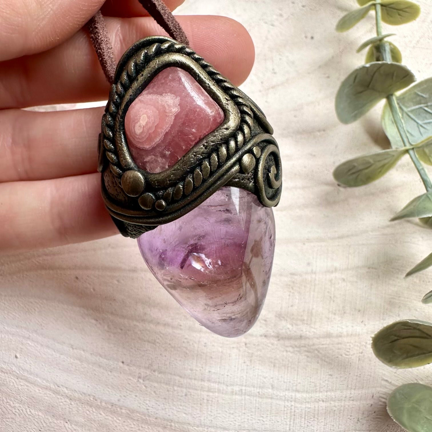 Ametrine and Rhodochrosite Pendant Necklace