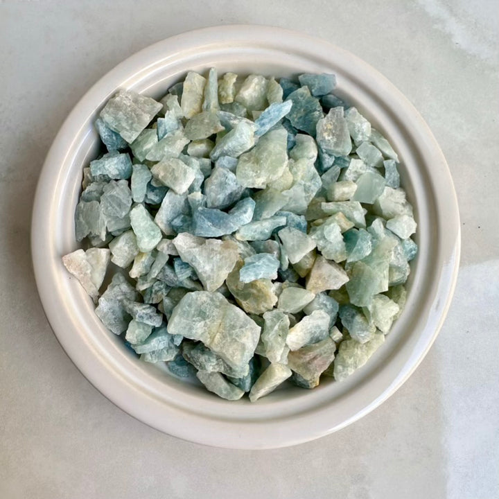 Soothing blue Aquamarine healing crystals unpolished