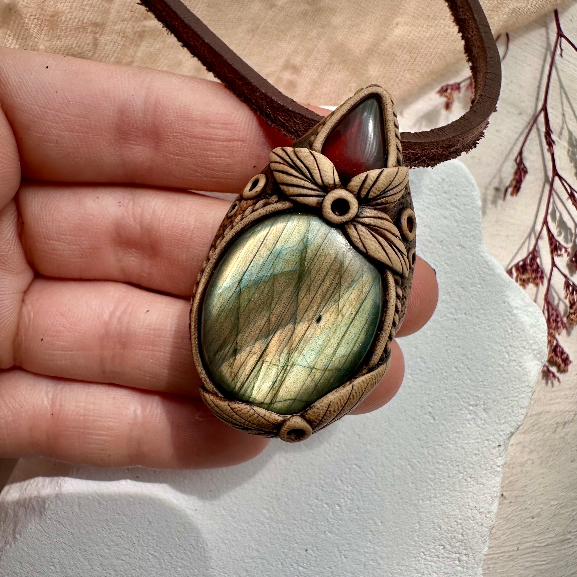 Labradorite and Amber Necklace