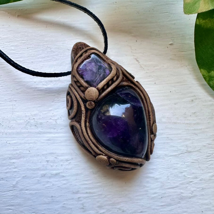 Amethyst and Charoite Necklace - FairyGardenGlow