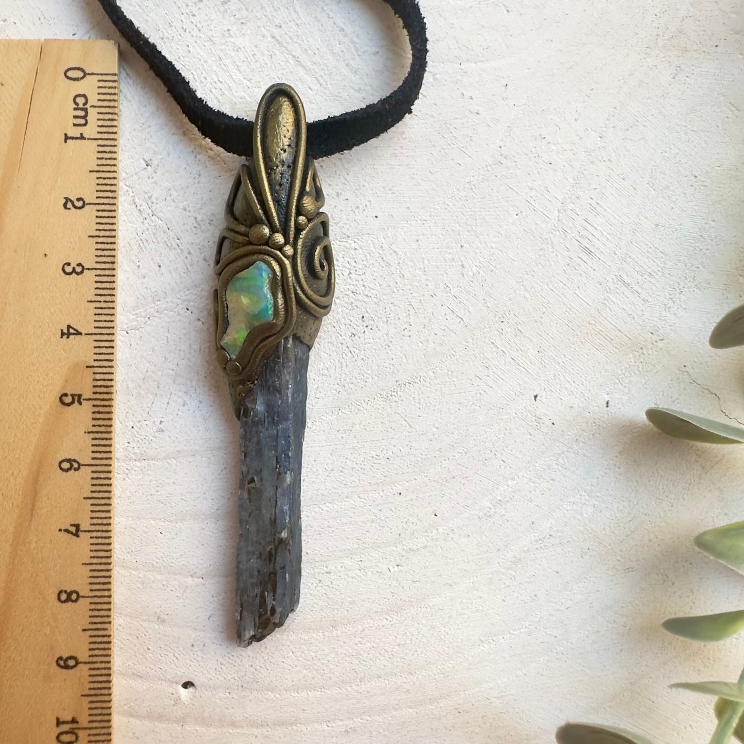 Fantasy inspired crystal necklace with Ethiopian Opal flashes