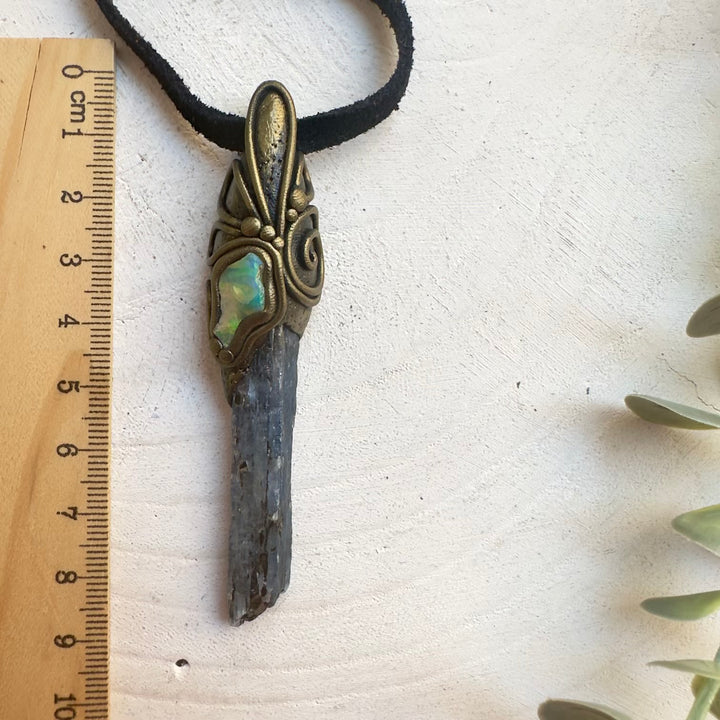 Fantasy inspired crystal necklace with Ethiopian Opal flashes