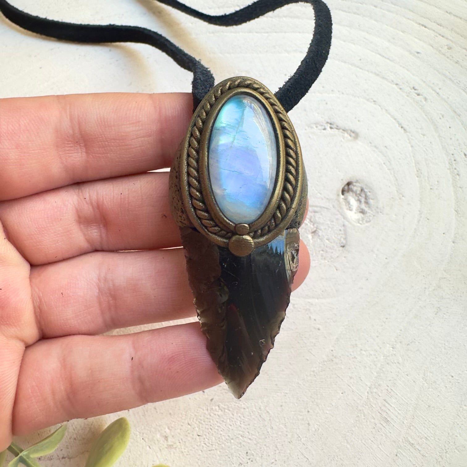 Handmade gemstone necklace with Rainbow Moonstone flashes