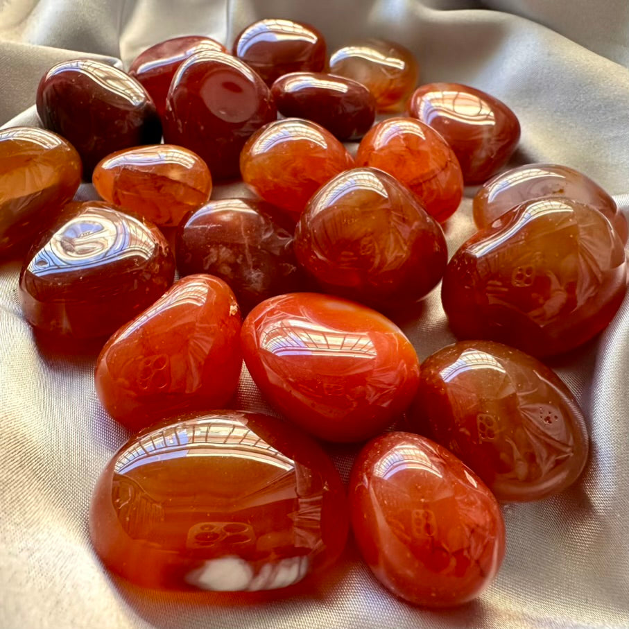 Carnelian Polished Stone - 5 pcs set - FairyGardenGlow