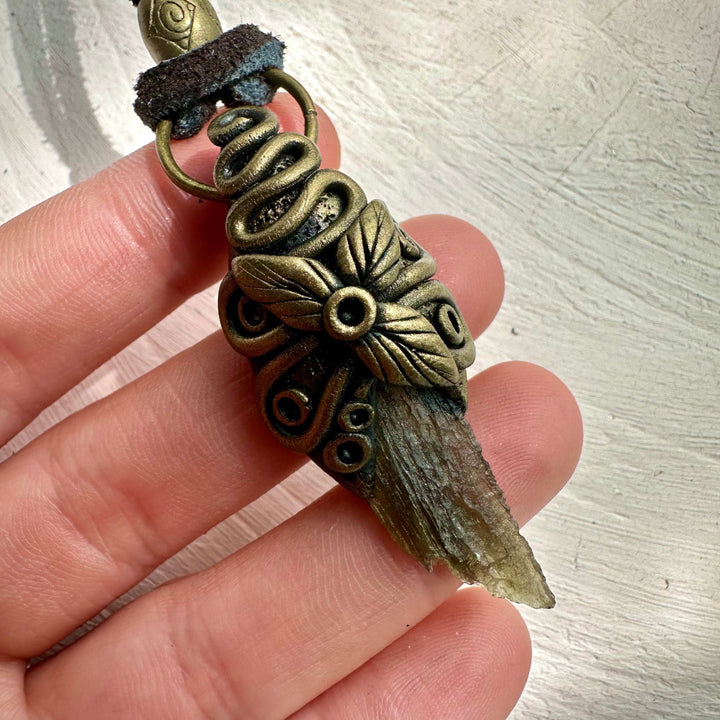 Raw Moldavite Necklace - FairyGardenGlow