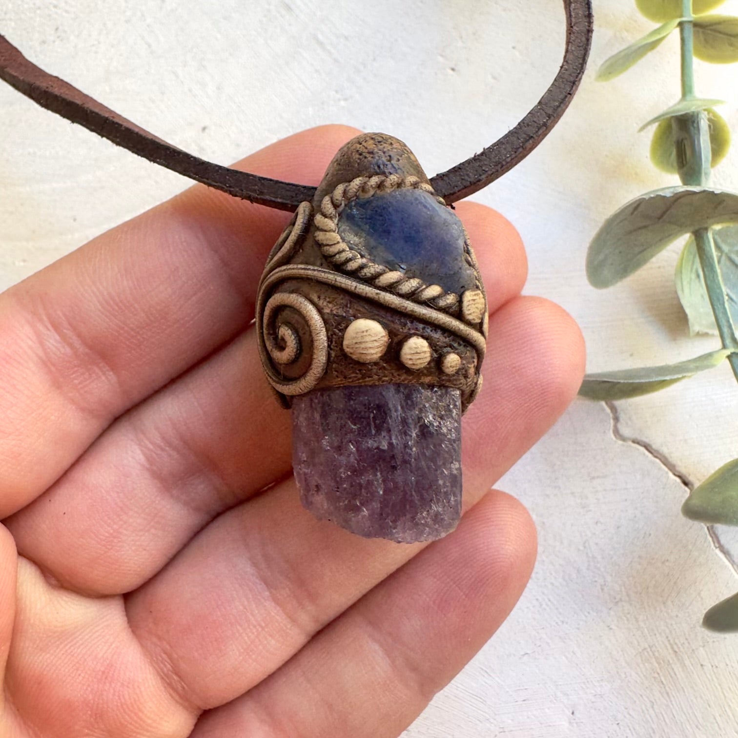 Fairy jewelry necklace featuring natural crystal gemstones