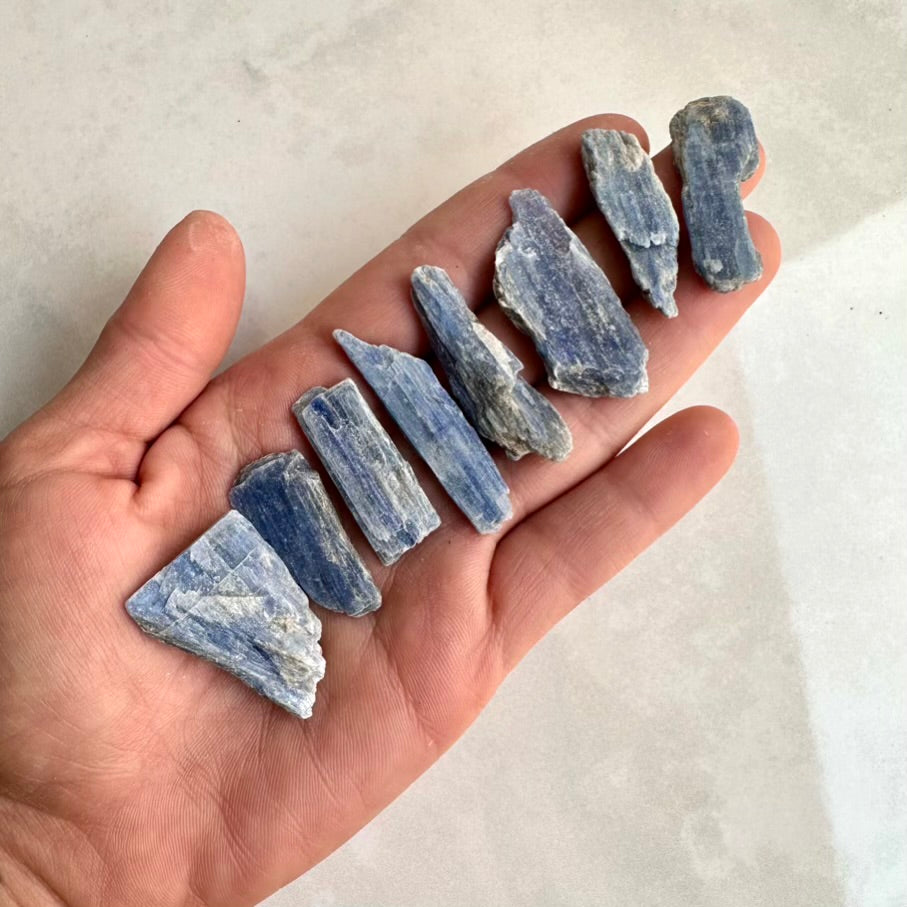 Natural blue kyanite stone for throat chakra healing