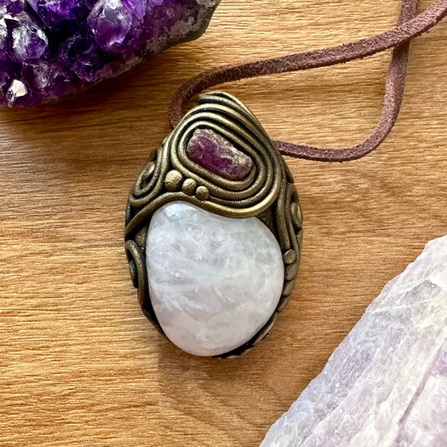Rose Quartz and Ruby Necklace - FairyGardenGlow