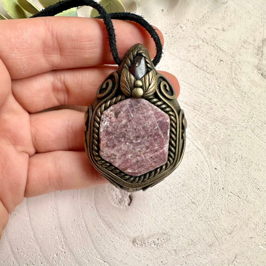 Raw Ruby and Garnet Necklace