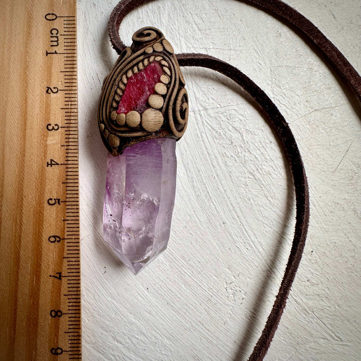Vera Cruz Amethyst and Rhodonite Necklace - FairyGardenGlow