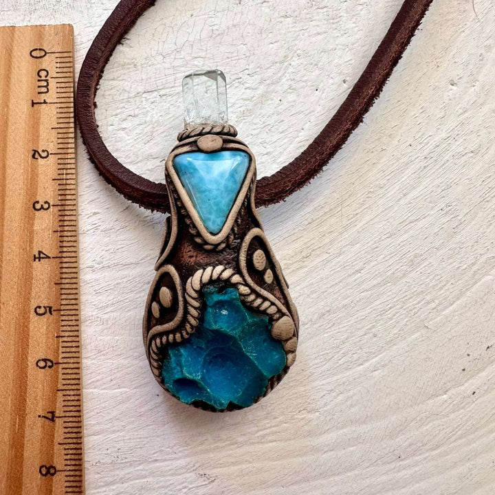 Chrysocolla Larimar and Aquamarine Necklace - FairyGardenGlow