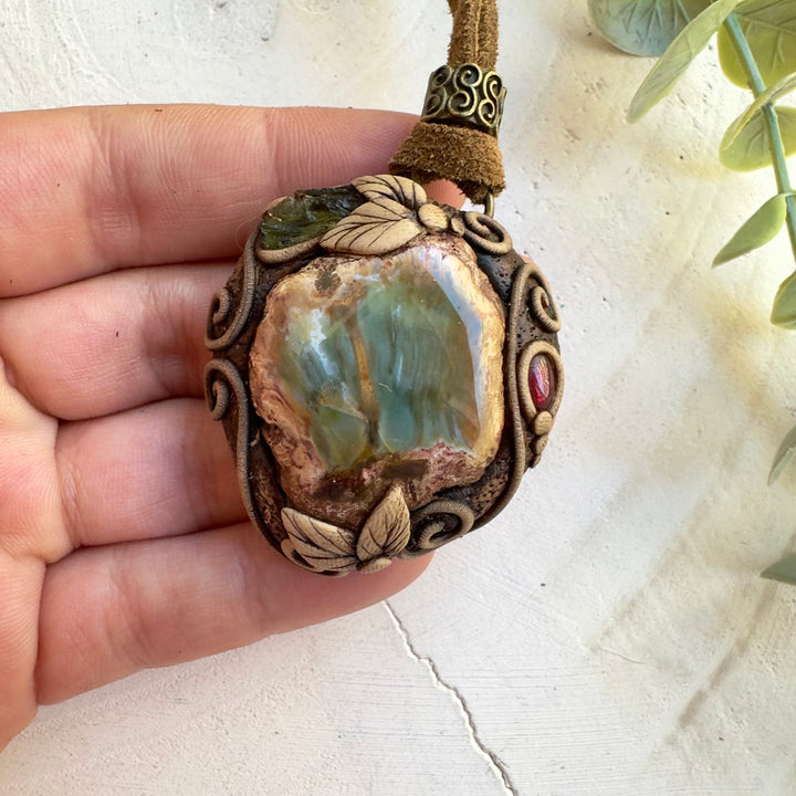 Unisex healing crystal necklace with ancient Earth energy stones