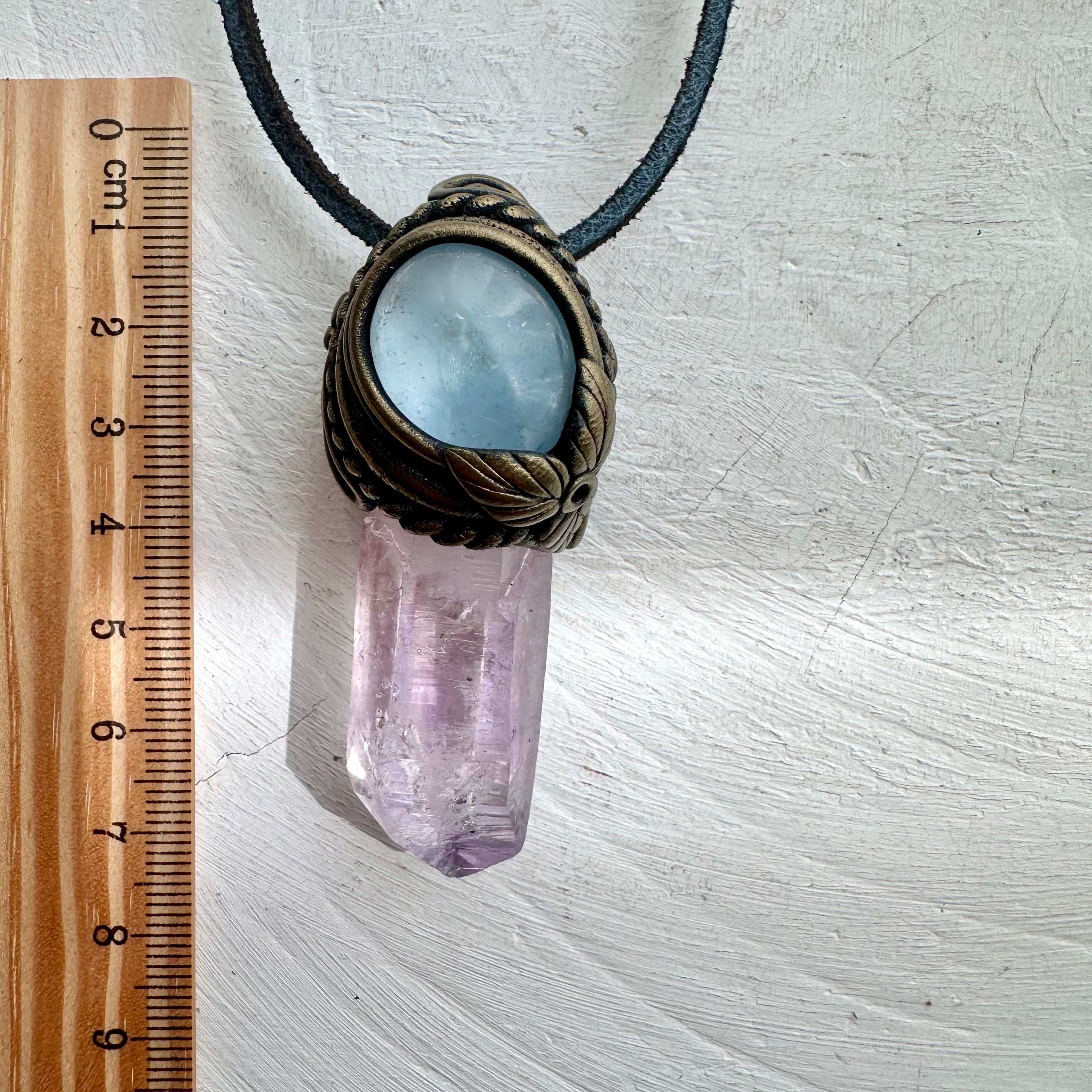 Vera Cruz Amethyst and Celestite Necklace - FairyGardenGlow