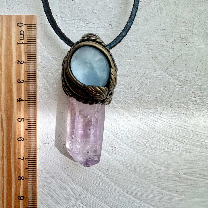 Vera Cruz Amethyst and Celestite Necklace - FairyGardenGlow