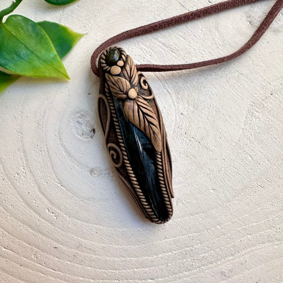 Vivianite and Black Ethiopian Opal Necklace