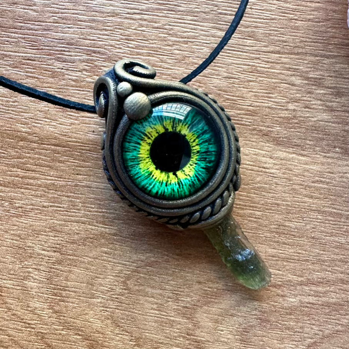 Moldavite Eye Necklace - FairyGardenGlow