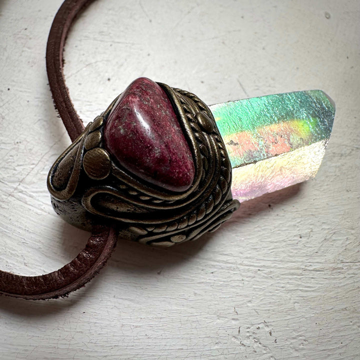 Angel Aura Quartz and Thulite Necklace - FairyGardenGlow