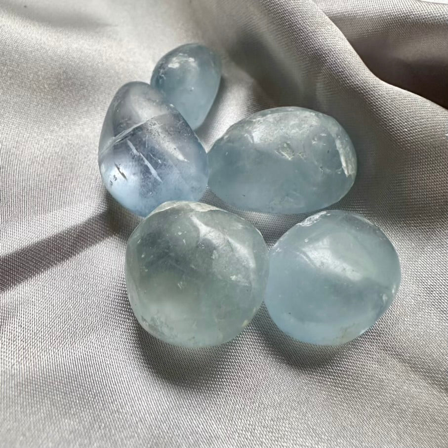 Celestite Polished Stone - 5 pieces set - FairyGardenGlow