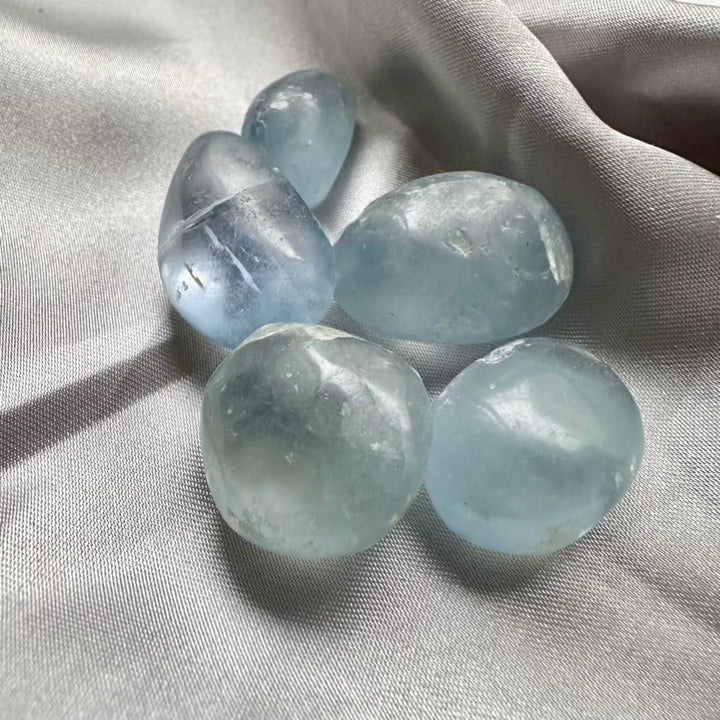 Celestite Polished Stone - 5 pieces set - FairyGardenGlow