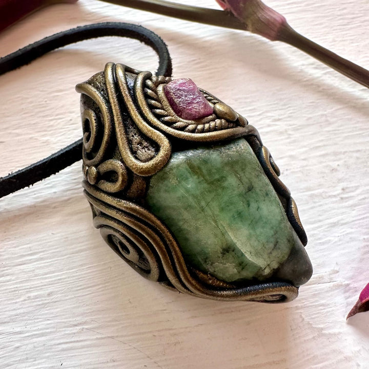 Emerald and Ruby Necklace - FairyGardenGlow