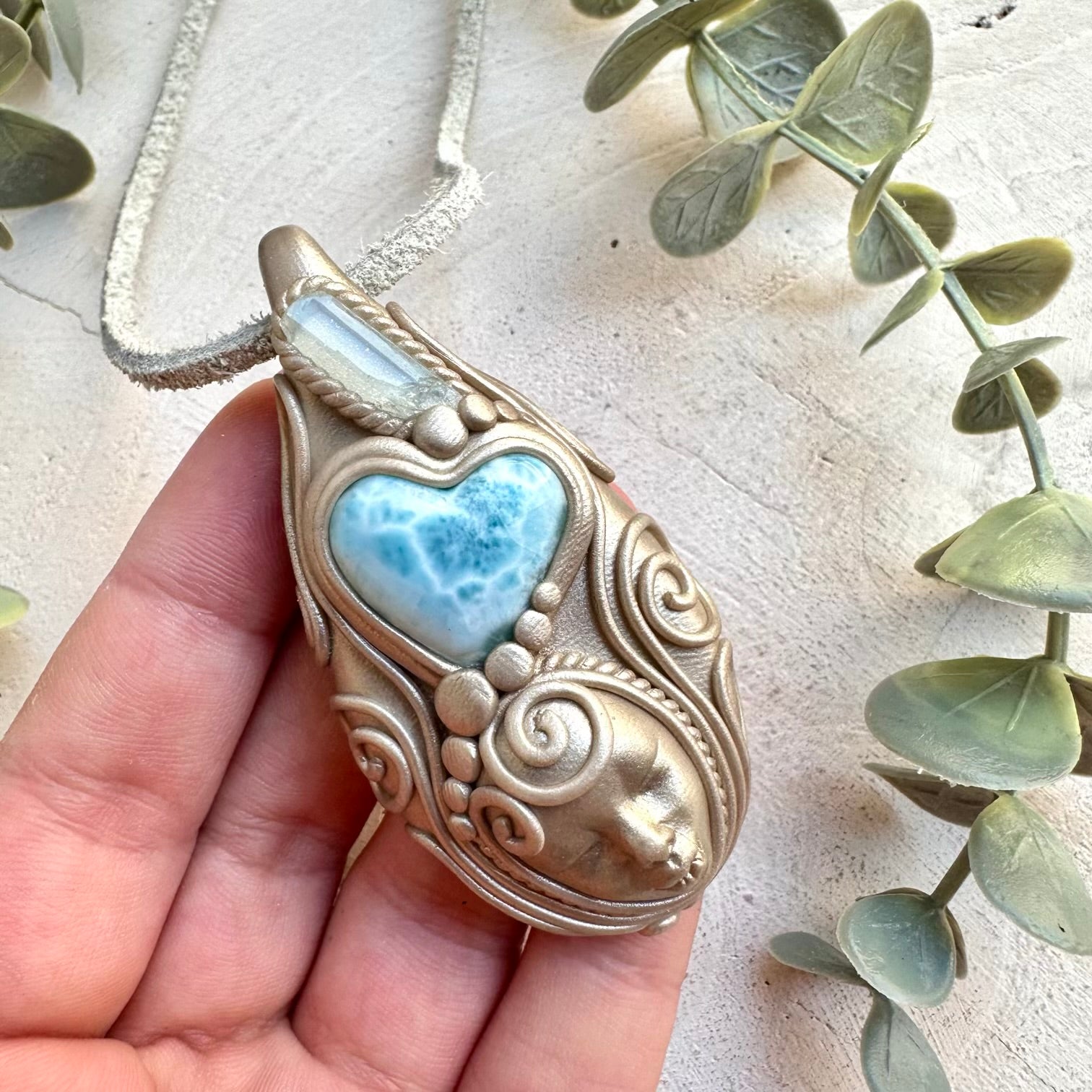 Unique crystal necklace handmade spiritual boho jewelry one of a kind piece