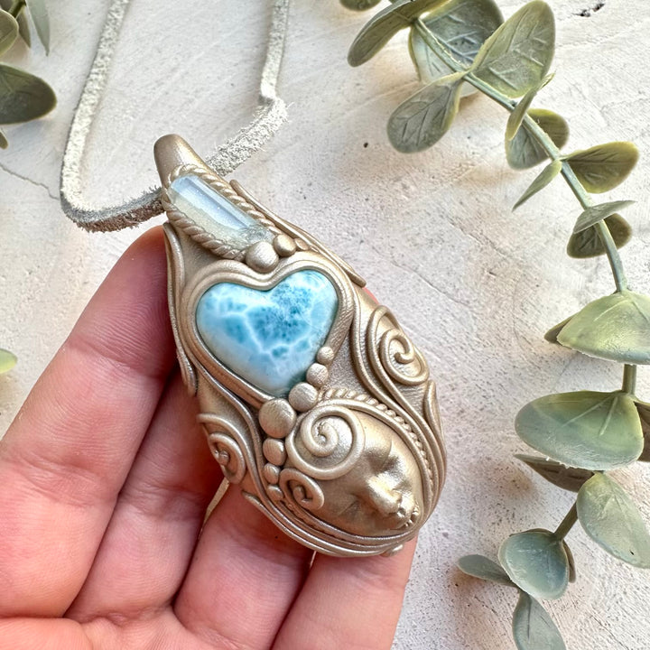 Unique crystal necklace handmade spiritual boho jewelry one of a kind piece