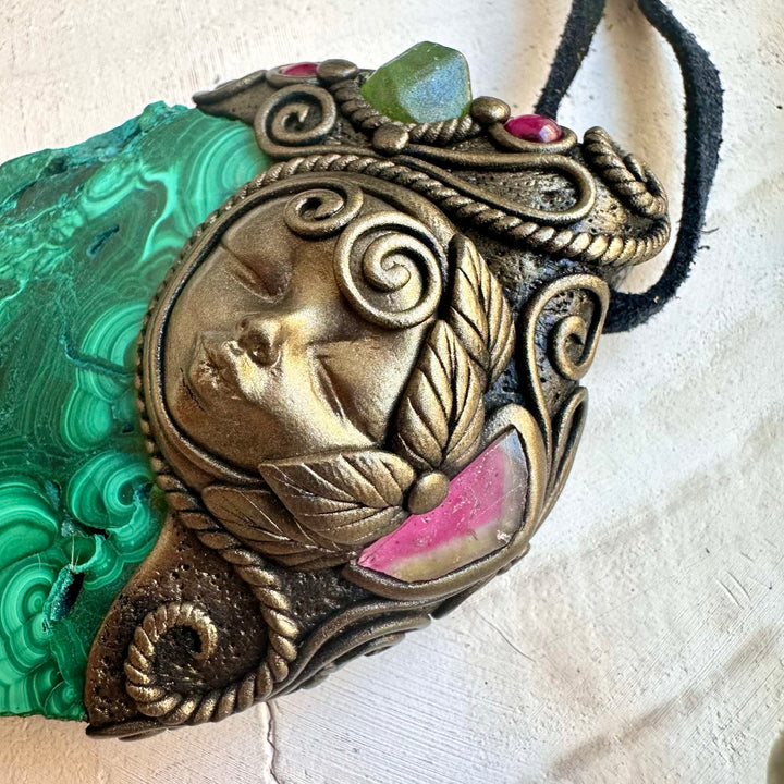 Statement crystal pendant necklace for protection and growth