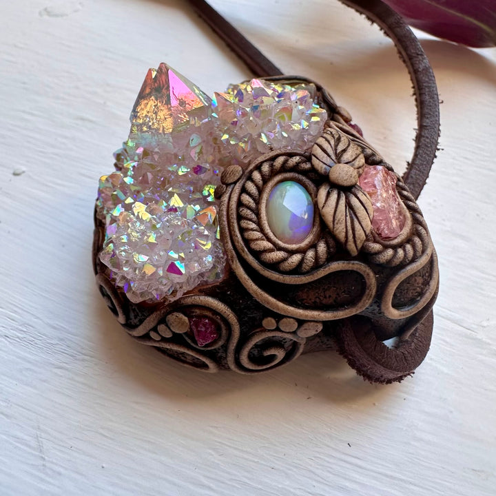 Angel Aura Spirit Quartz Spinel Australian Opal and Ruby Pendant Necklace - FairyGardenGlow