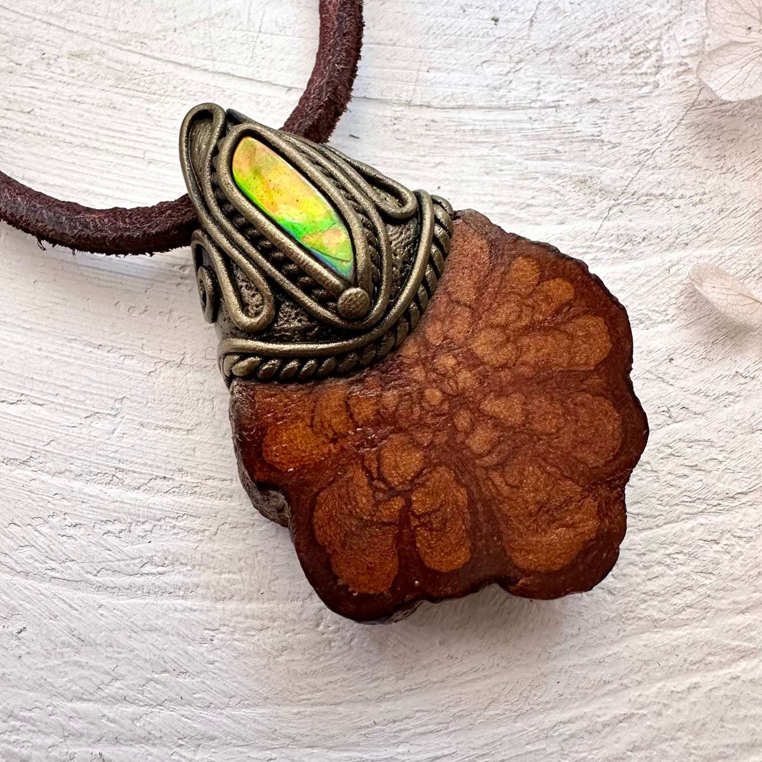 Ayahuasca and Ammolite Necklace - FairyGardenGlow