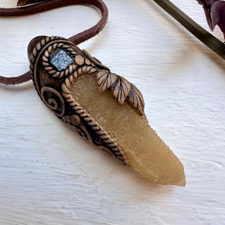 Spirit Quartz and Blue Sapphire Necklace - FairyGardenGlow