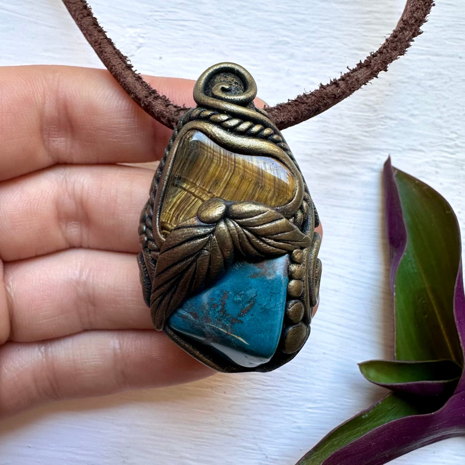 Shattuckite and Tigers Eye Necklace
