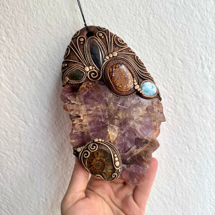 Luxury metaphysical wall art with multiple healing crystals