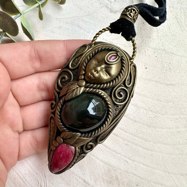 Crystal necklace designed for emotional healing and feminine strength