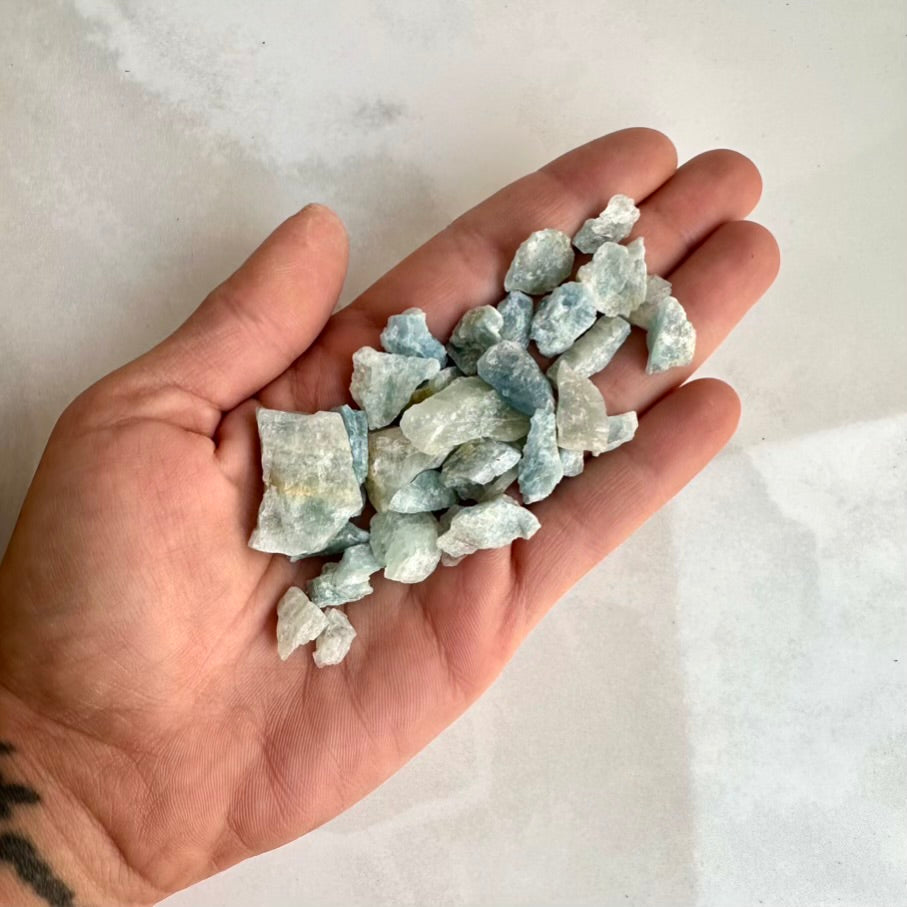 Natural Aquamarine crystals lot blue healing stones