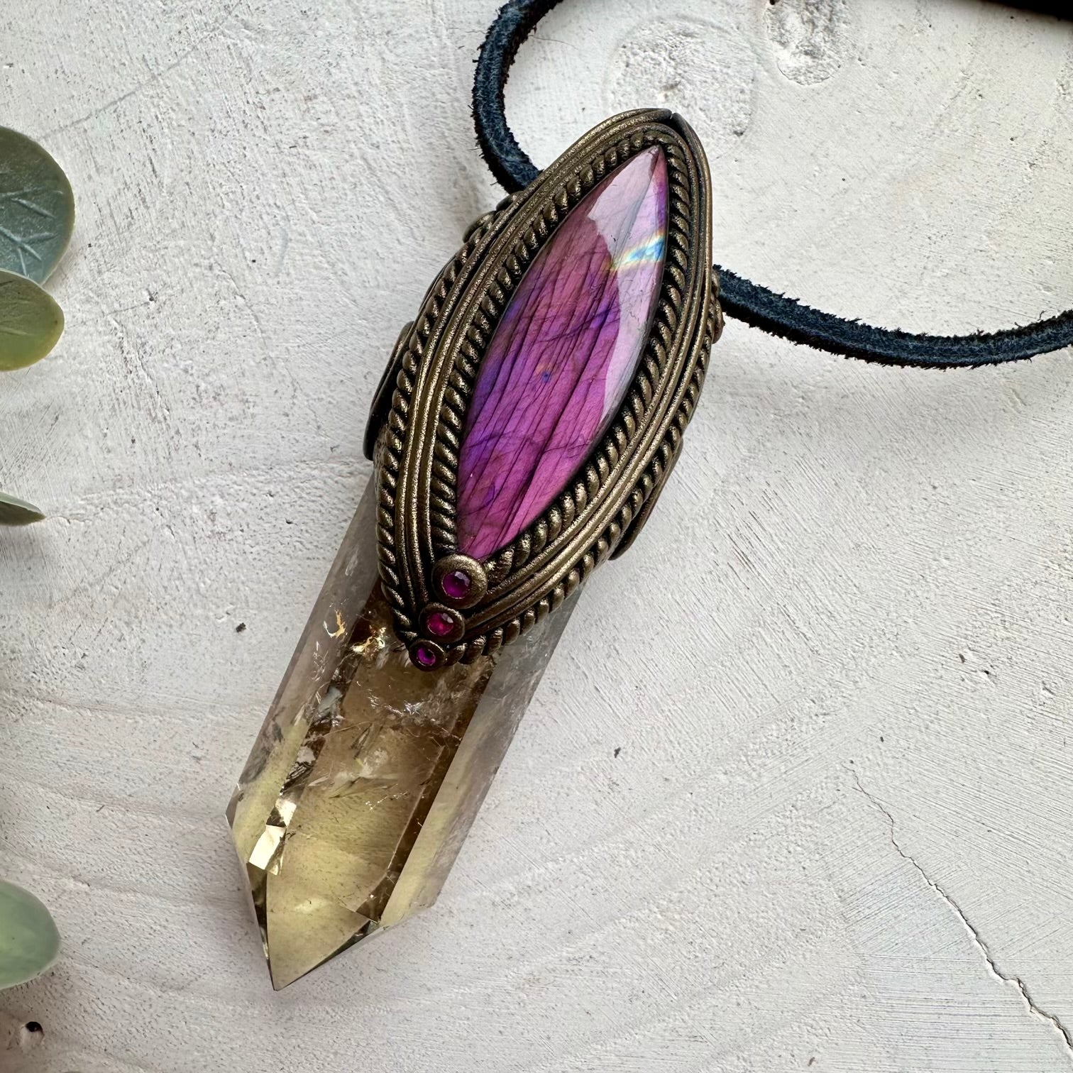 Crystal necklace designed for empowerment intuition and vitality