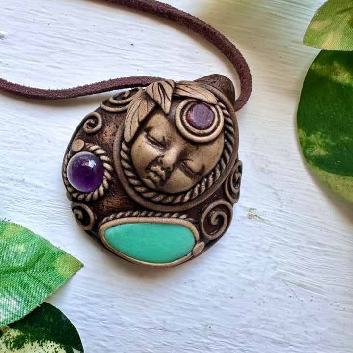Chrysoprase Amethyst and Ruby Goddess Necklace - FairyGardenGlow