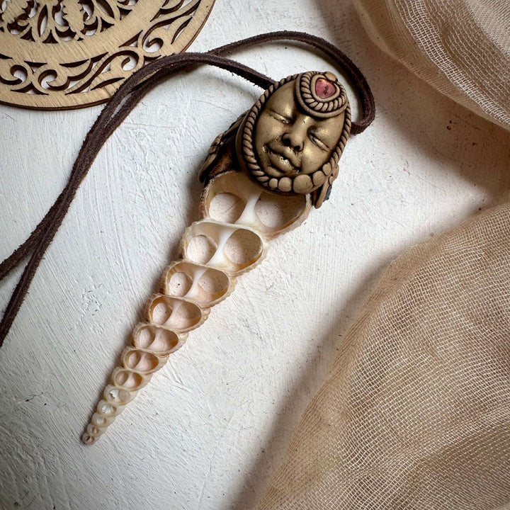 Tanzanite and Pink Tourmaline Seashell Goddess Necklace - FairyGardenGlow