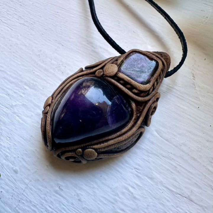Amethyst and Charoite Necklace - FairyGardenGlow