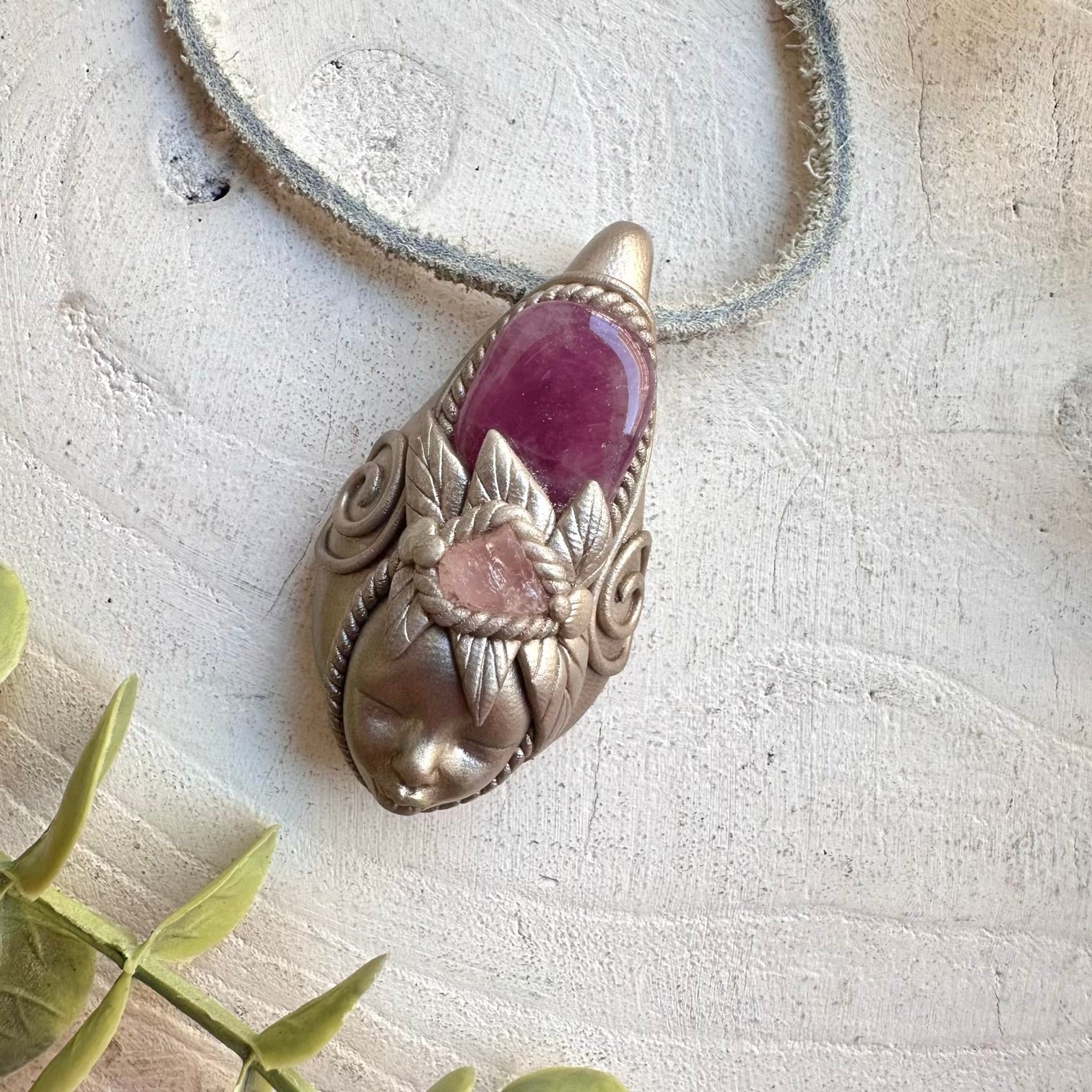 Handmade gemstone necklace lavender quartz rose quartz spiritual jewelry