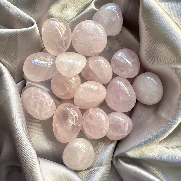 Rose Quartz Polished Stone - 5 pieces set - FairyGardenGlow