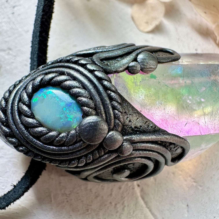 Angel Aura Quartz and Australian Opal Necklace - FairyGardenGlow