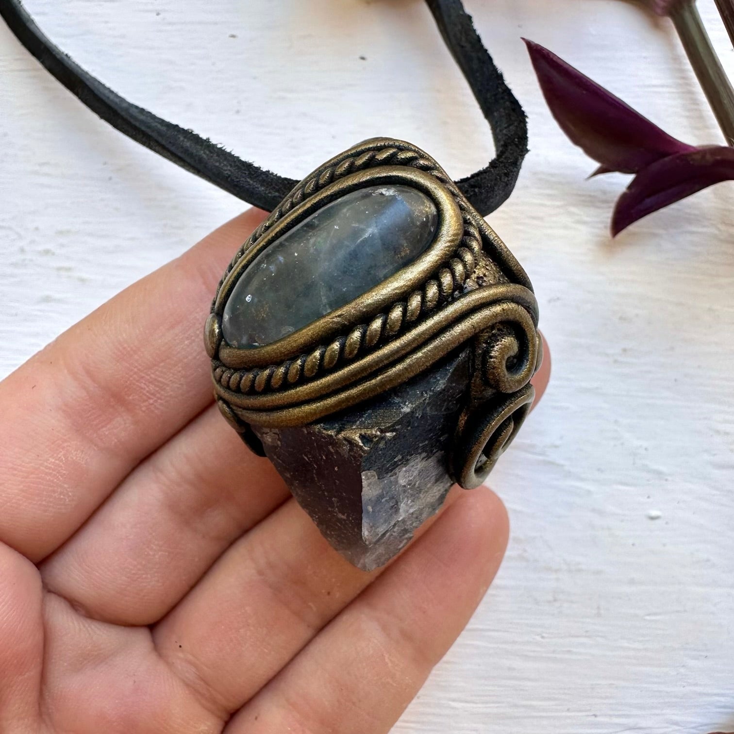 Blue Fluorite and Celestite Necklace - FairyGardenGlow