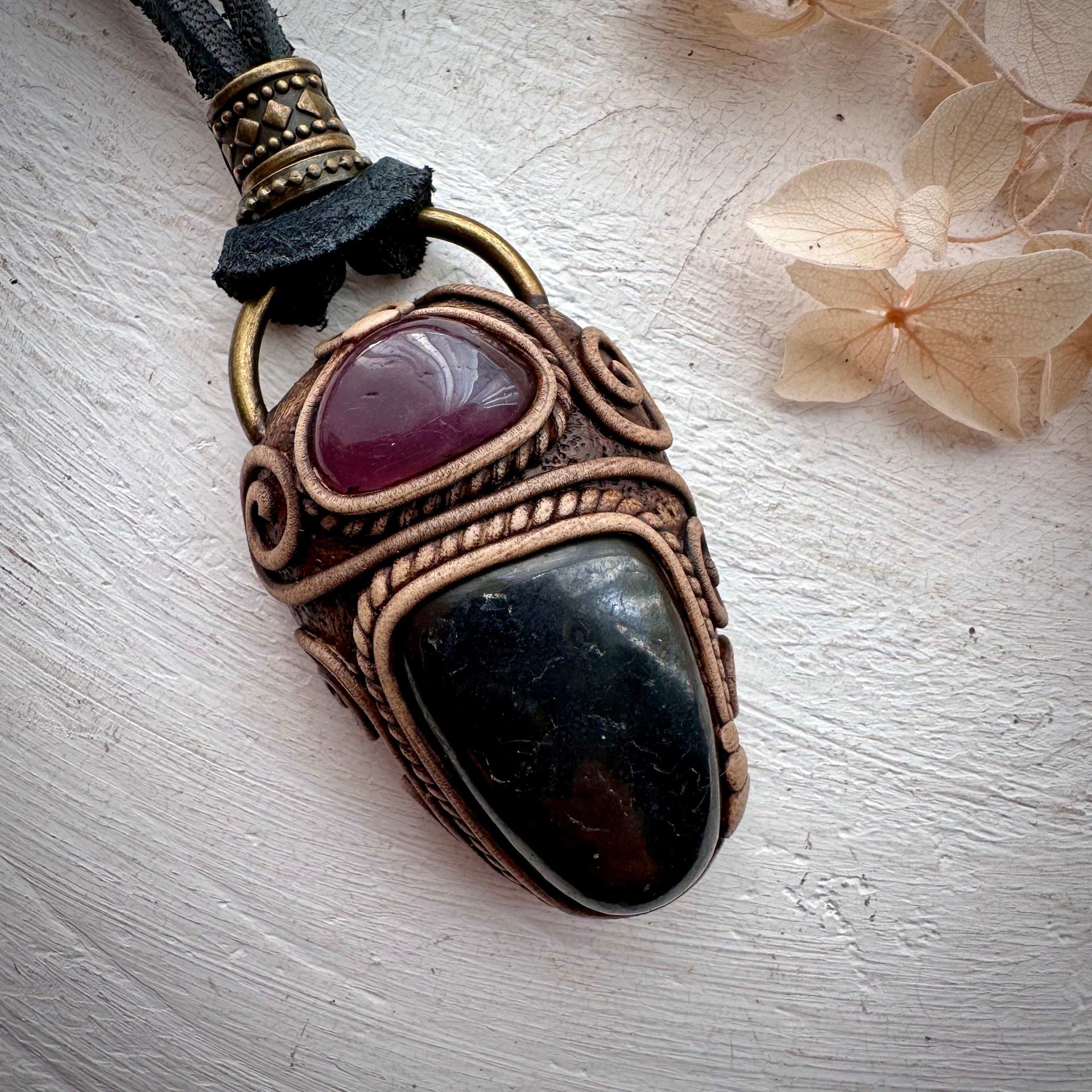 Shungite and Lavender Quartz Pendant - FairyGardenGlow
