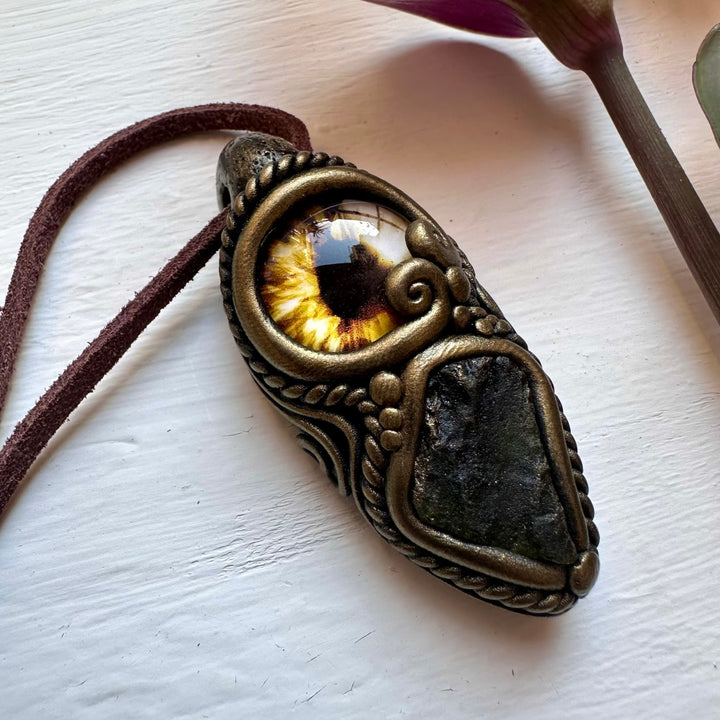 Moldavite Eye Necklace - FairyGardenGlow