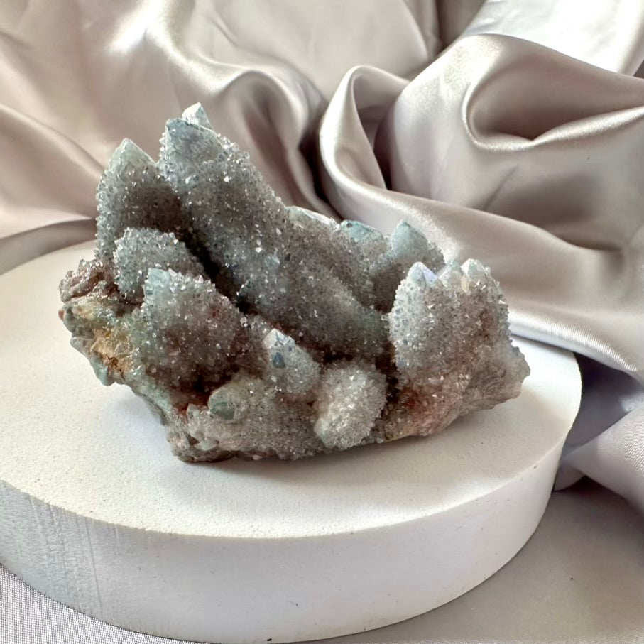 Aqua Aura Spirit Quartz Cluster - L / Unique - FairyGardenGlow