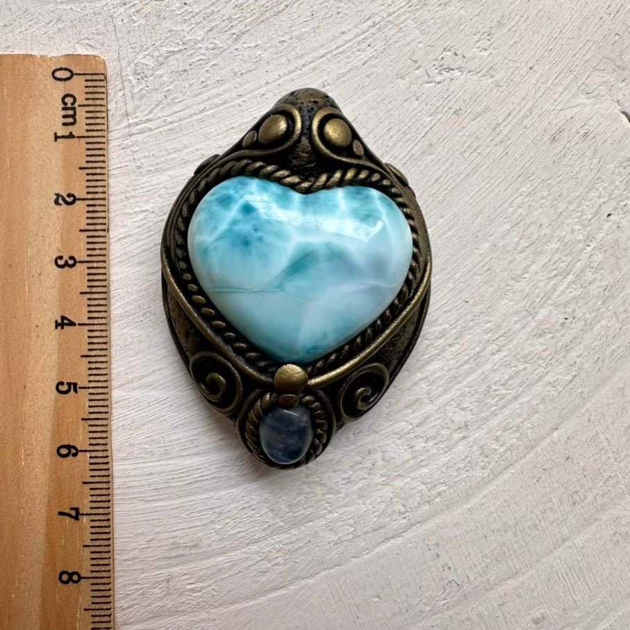 Larimar Heart and Moonstone Necklace FairyGardenGlow