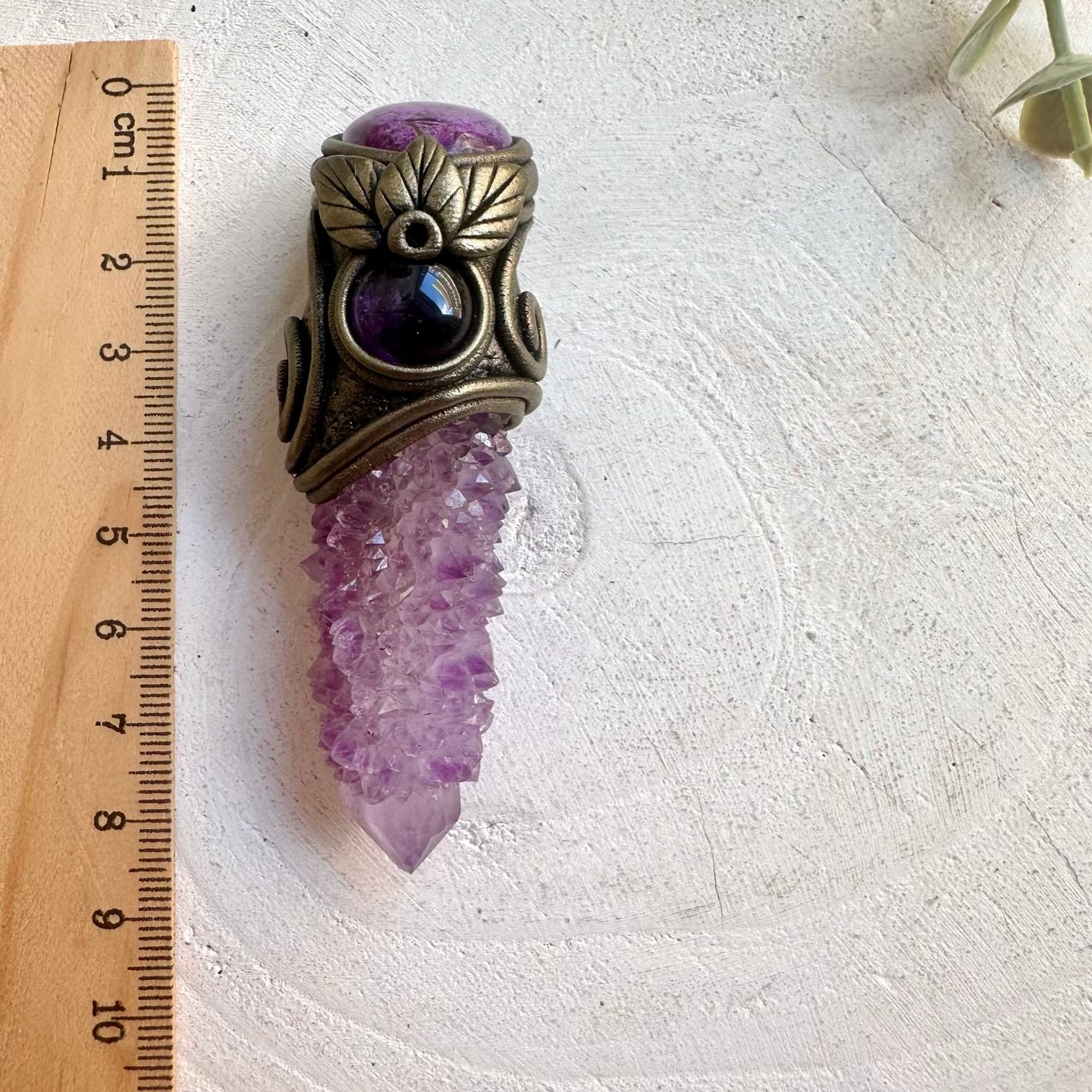 Handmade Deep Purple Spirit Quartz pendant necklace featuring Stichtite and Amethyst, a one of a kind crystal talisman designed for spiritual awakening and intention setting.