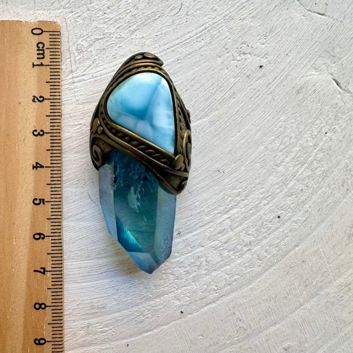 Aqua Aura Quartz and Larimar Necklace - FairyGardenGlow